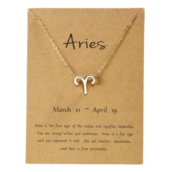 ARIES Zodiac Symbol Gold Necklace - Picture 1 of 1